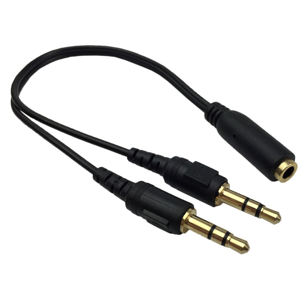 3 5mm Aux Audio Mic Splitter Cable Headphone Earphone Adapter Female To